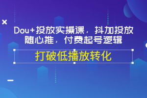 Dou 投放实操课，抖加投放，随心推，付费起号逻辑，打破低播放转化