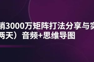 某线下培训：月销3000万矩阵打法分享与实操（两天）音频 思维导图