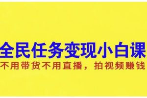 抖音全民任务变现小白课，不用带货不用直播，拍视频就能赚钱