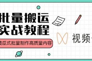 视频号批量搬运实战赚钱教程，傻瓜式批量制作高质量内容【附视频教程 PPT】